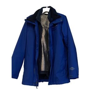 Columbia Mens Blue 3 in 1 Peak Insulated Ski Snow Jacket Coat Zip w Fleece Small